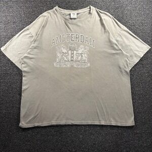 Fox Originals Amsterdam Coat of Arms Graphic T-Shirt Mens XXL Taupe Grey Cotton